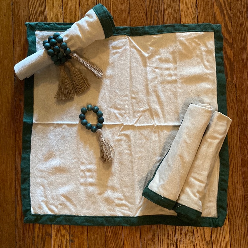 Fabric Napkins with Beaded Rings